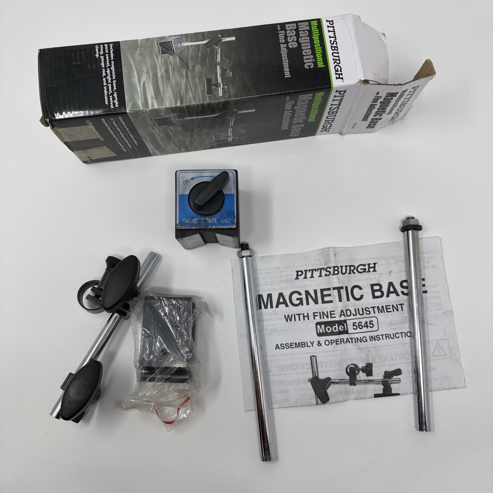 Pittsburgh Multipositional Magnetic Base w/Fine Adjustment Model 5645