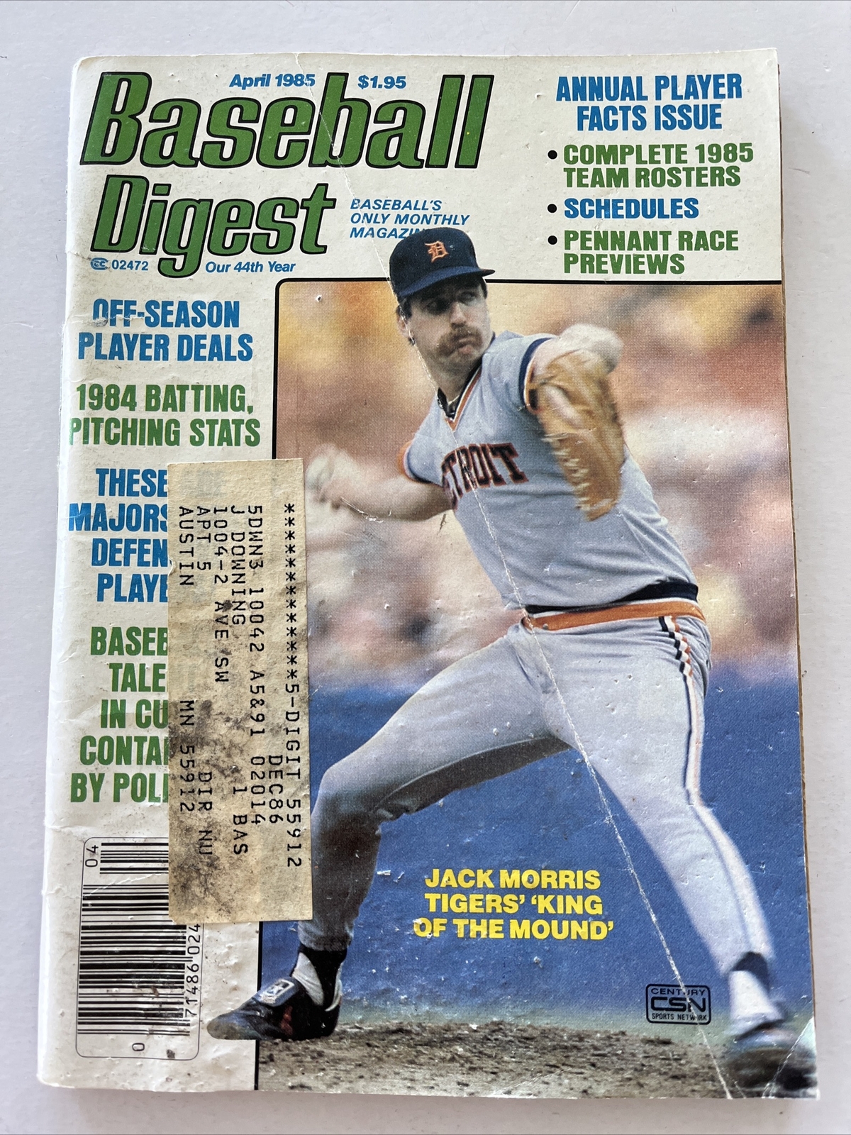Baseball Digest Magazine April 1985 Detroit Tigers, Jack Morris (B6)