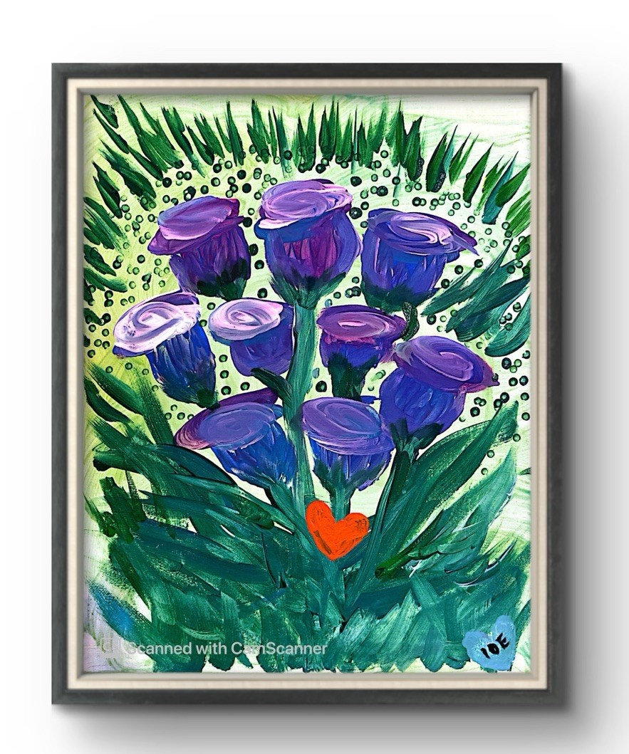 BLESSED#832 11x14 Original Floral Heart Modern Expressionist Abstract Painting