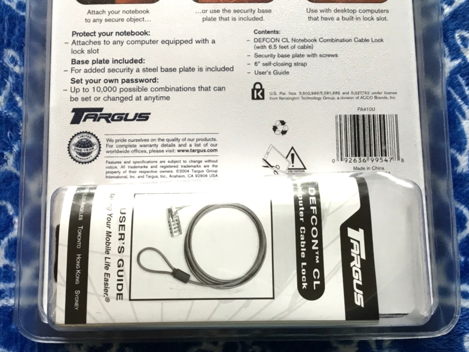 Targus Defcon CL Notebook Combination Lock Attaches NB Lock Slot Security