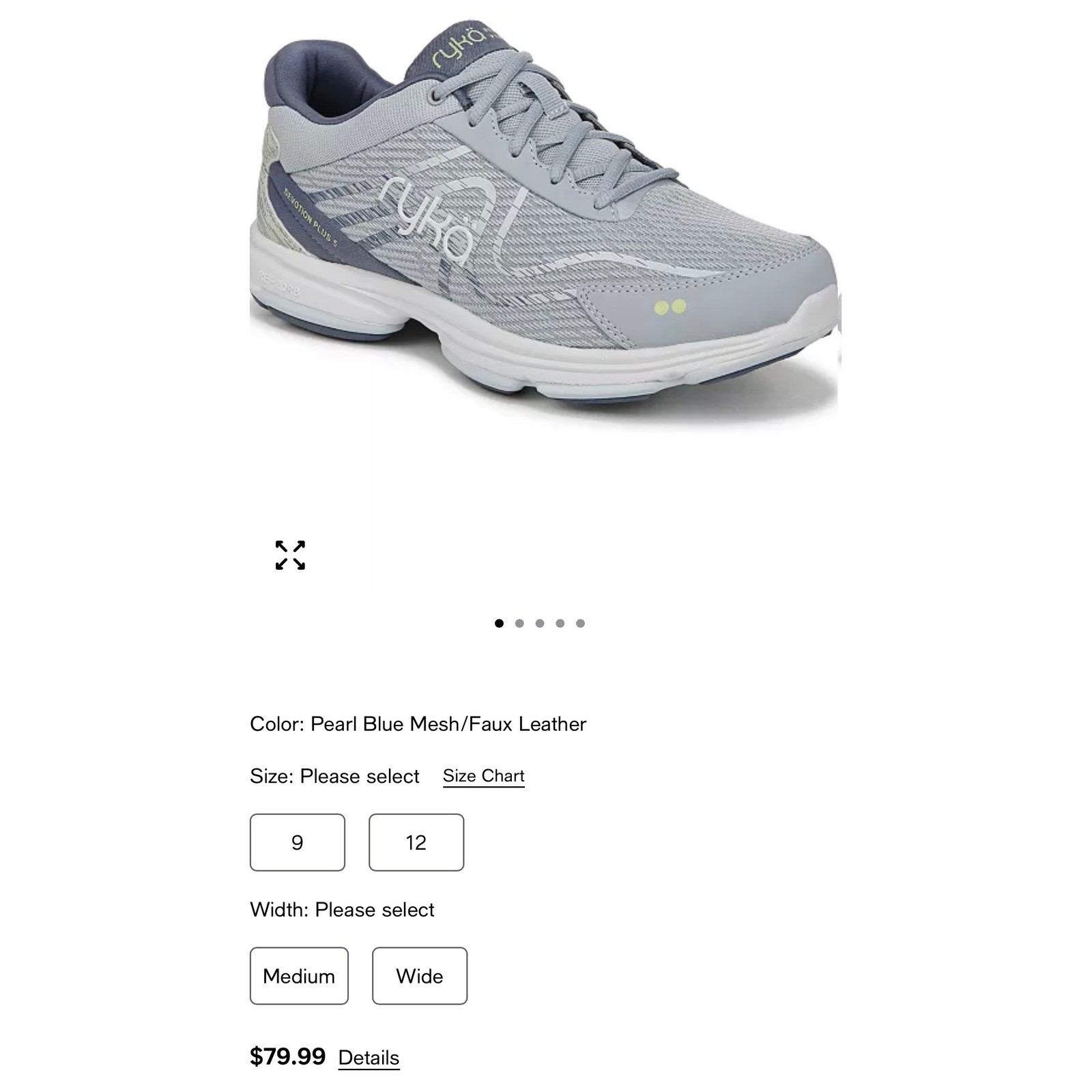 Ryka Devotion Plus 5 Womens Walking Shoes Pearl Blue Mesh Size 8.5 M