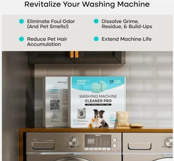 Uproot Clean Washing Machine Cleaner Tablets - 24 Pack for a 12 Month Supply. Fo