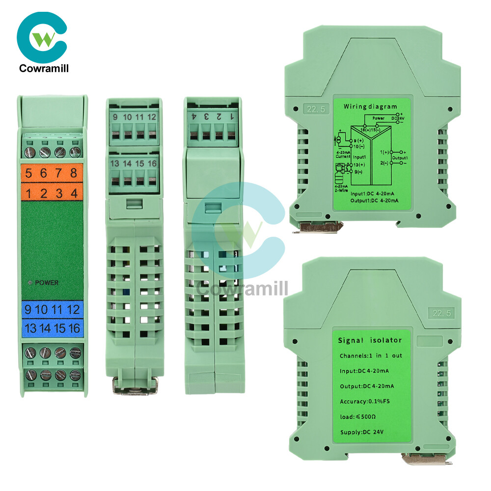 2 IN 2 OUT DC Current Voltage Signal Isolator 4-20mA Analog Signal Transmitter