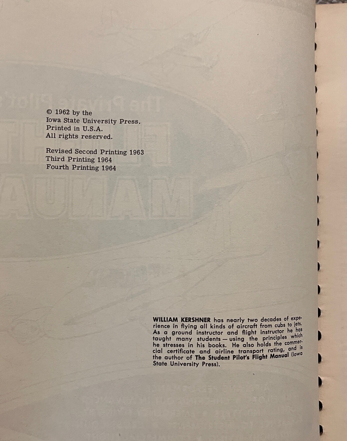 Private Pilot's Flight Manual William Kershner Ames Iowa 1964