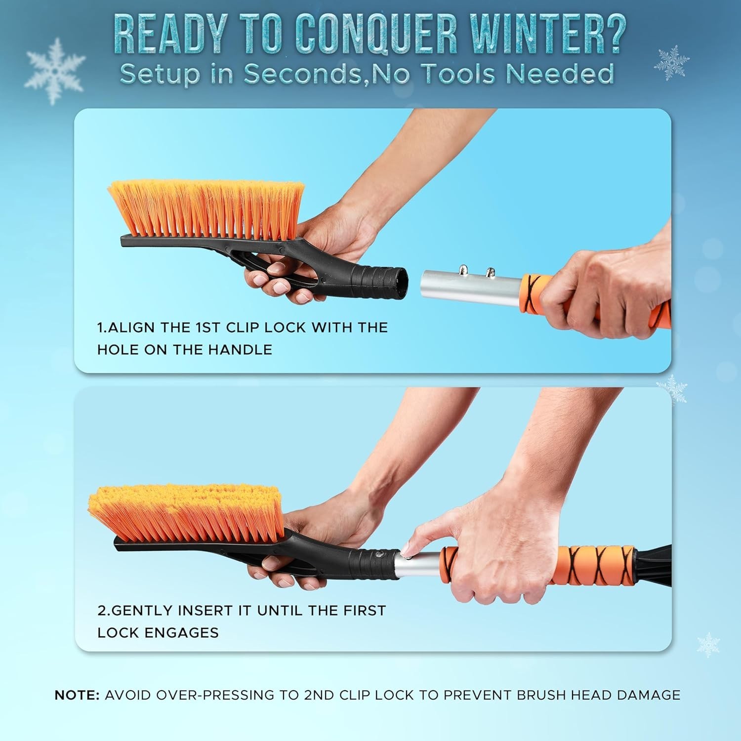 Efficient 27" Snow Brush & Ice Scraper for Cars – Compact & Scratch-Free Design
