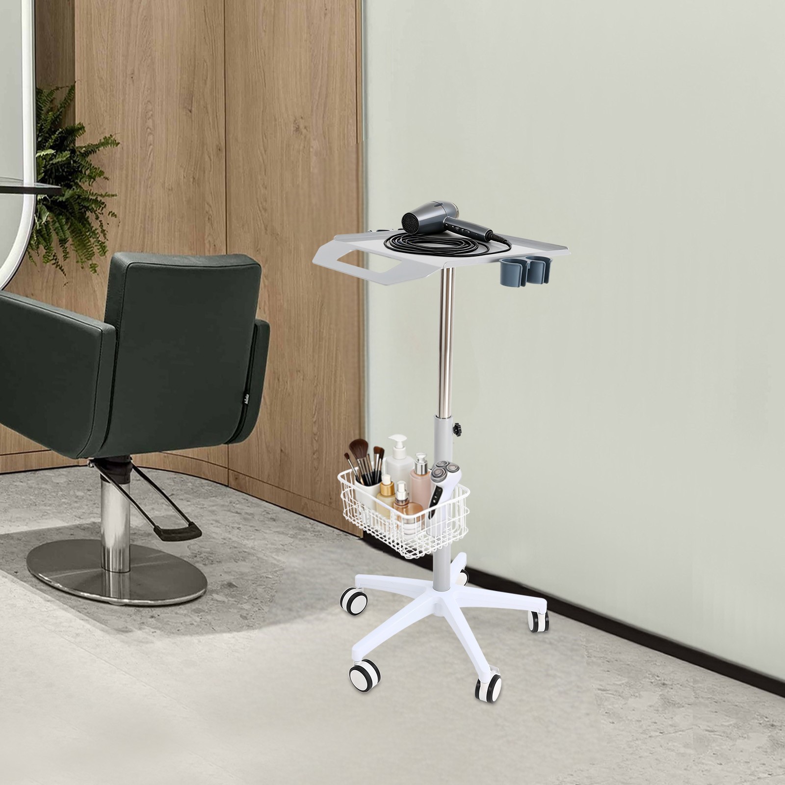Mobile Rolling Cart Medical Trolley White for Ultrasound Imaging Scanner Cart