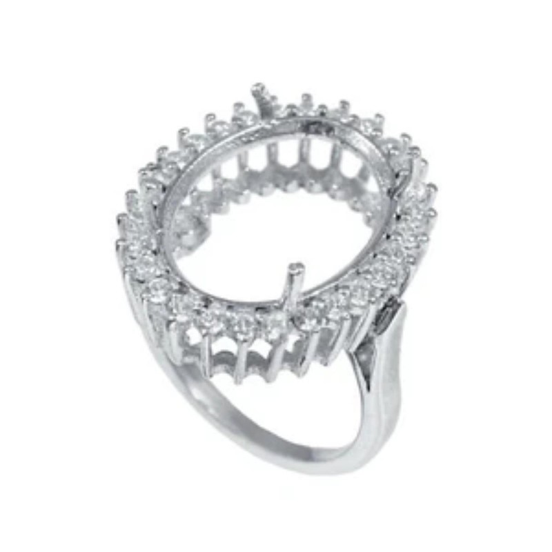 Semi Mount Ring 925 Sterling Silver Ring Gemstone Setting Size 18x13 MM Oval Cut