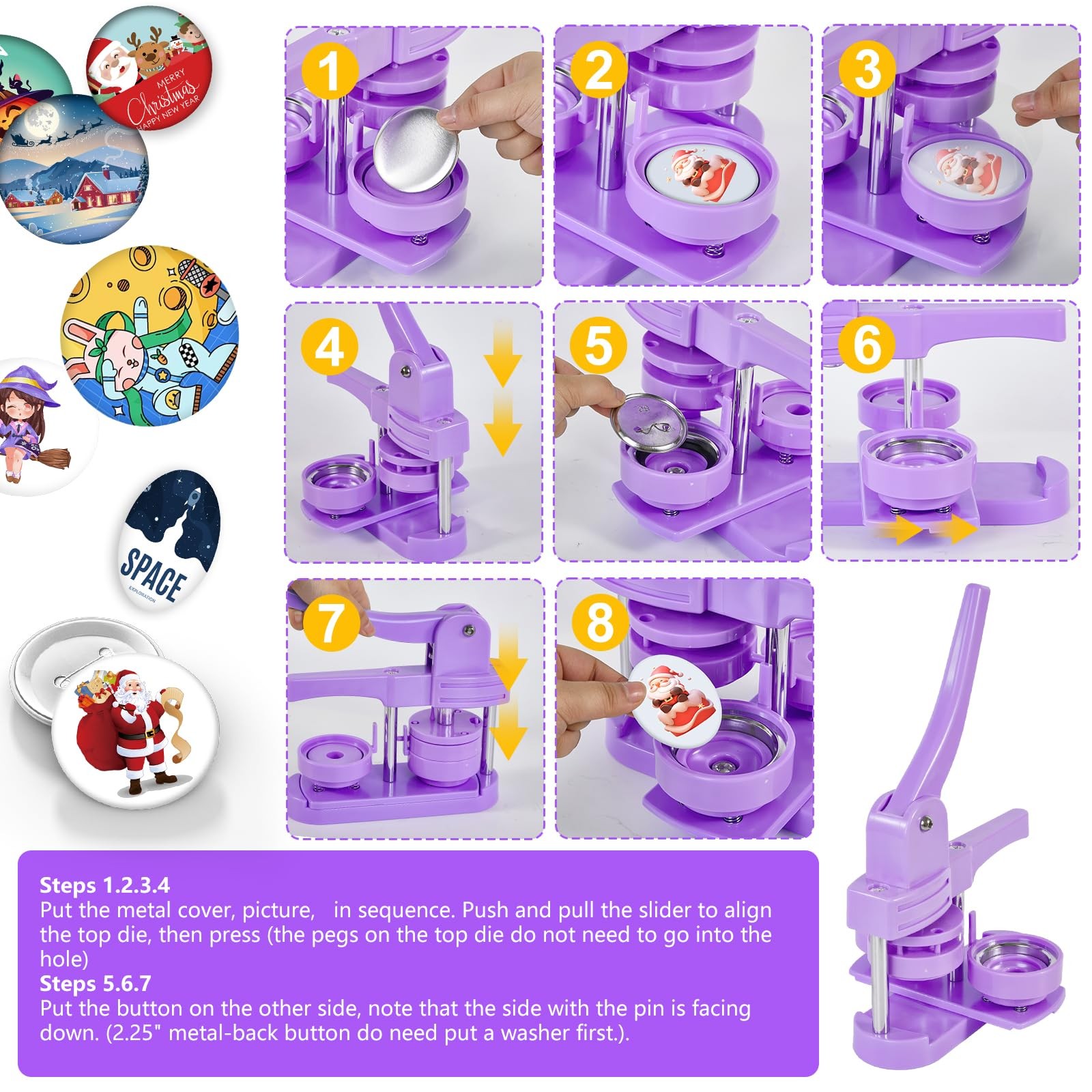 Button Maker Machine 2.25in 58mm - Button Pin Maker Machine Kit for DIY Gifts...