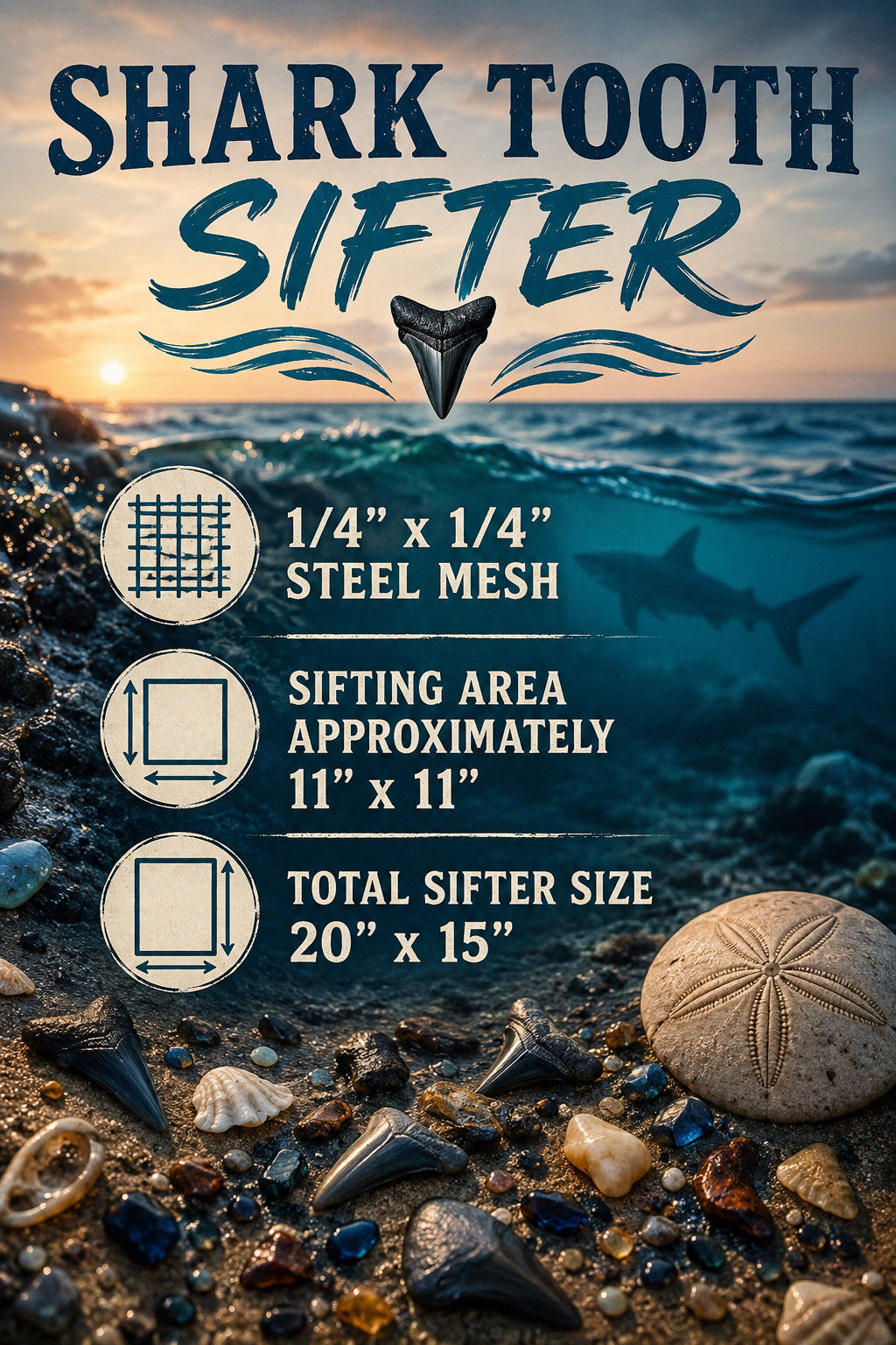 Floating Sifter w/ Handles Shark Teeth/ Shells/ Gems