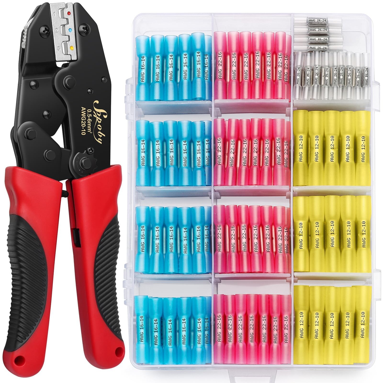 Crimping Tool For Heat Shrink Connectors with 210PCS Marine Grade Heat Shrink...