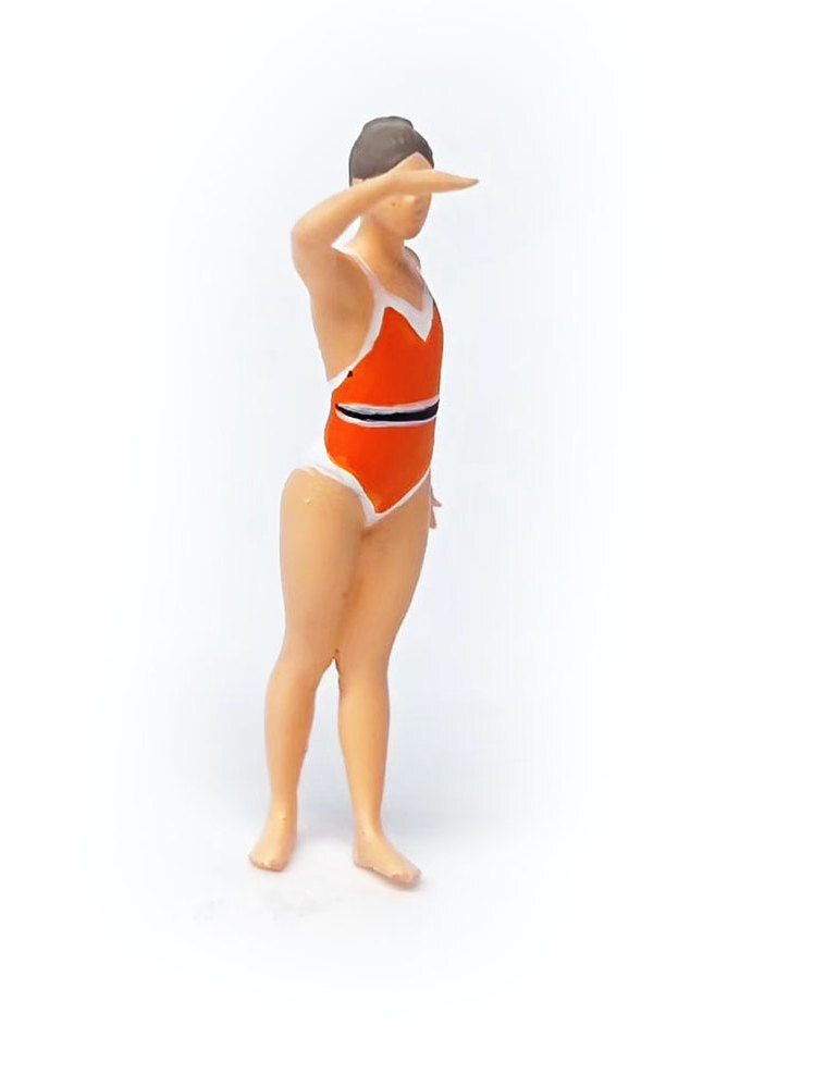 1:64 Painted Figure Mini Model Miniature Resin Diorama Lady Swimming Suit Red