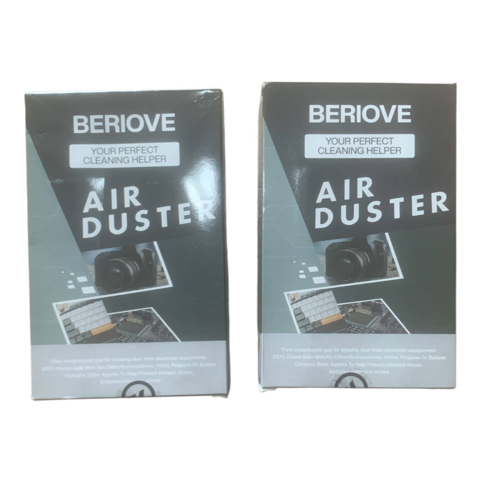 BERIOVE Air Duster Compressed Gas Cleaner Electronics Keyboard Camera 2 Pack