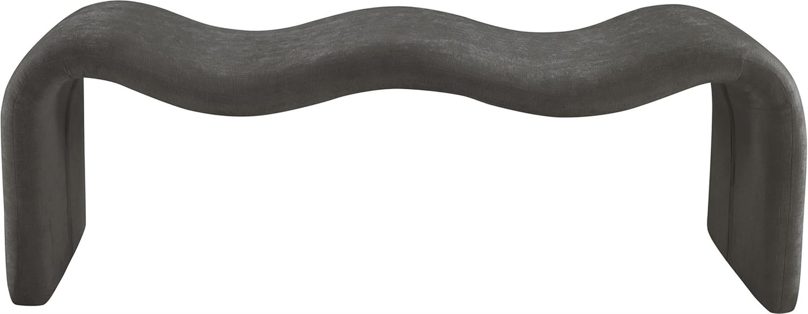 Modern Grey Chenille Bench with Iron Frame - 56.5" W x 18" D x 19" H