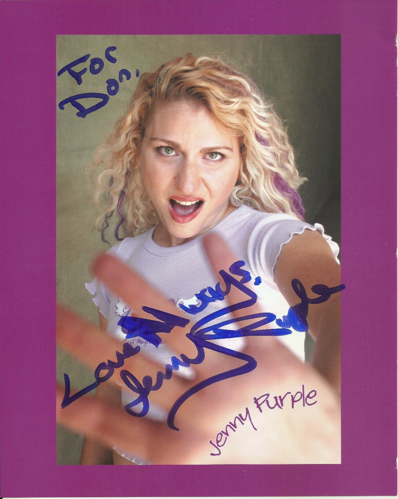 Jenny Purple - Original Autographed 8x10 Signed Photo