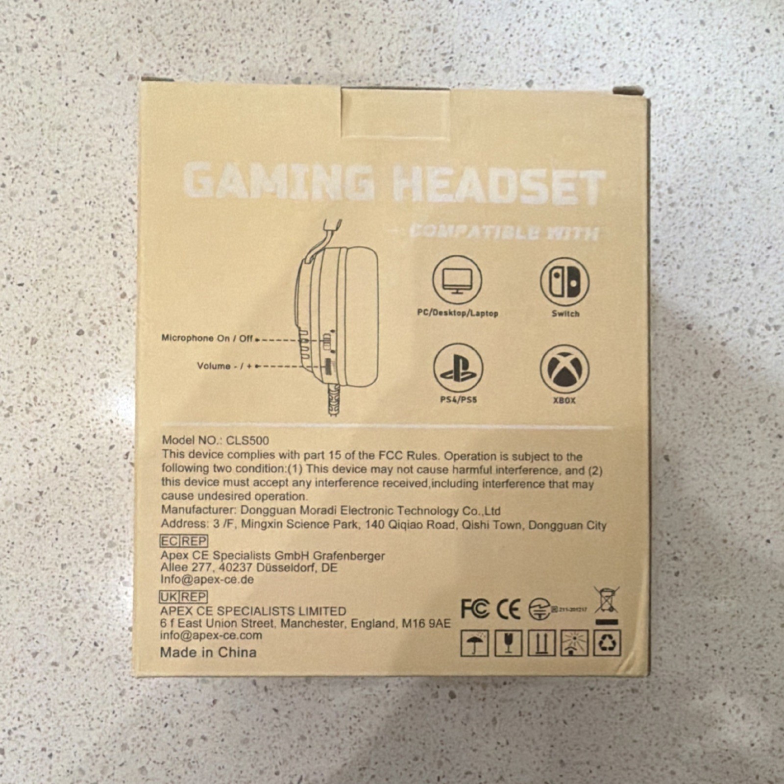 CLS500 White Gaming Headset 3.5mm Jack Boom Mic Mute Button Volume Control