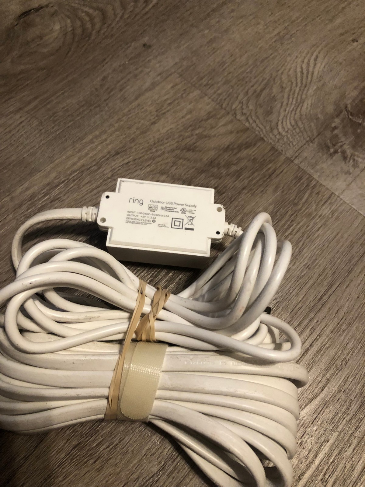 Ring Outdoor USB Power Supply – 5V / 2.5A Micro-USB Long Cable, White