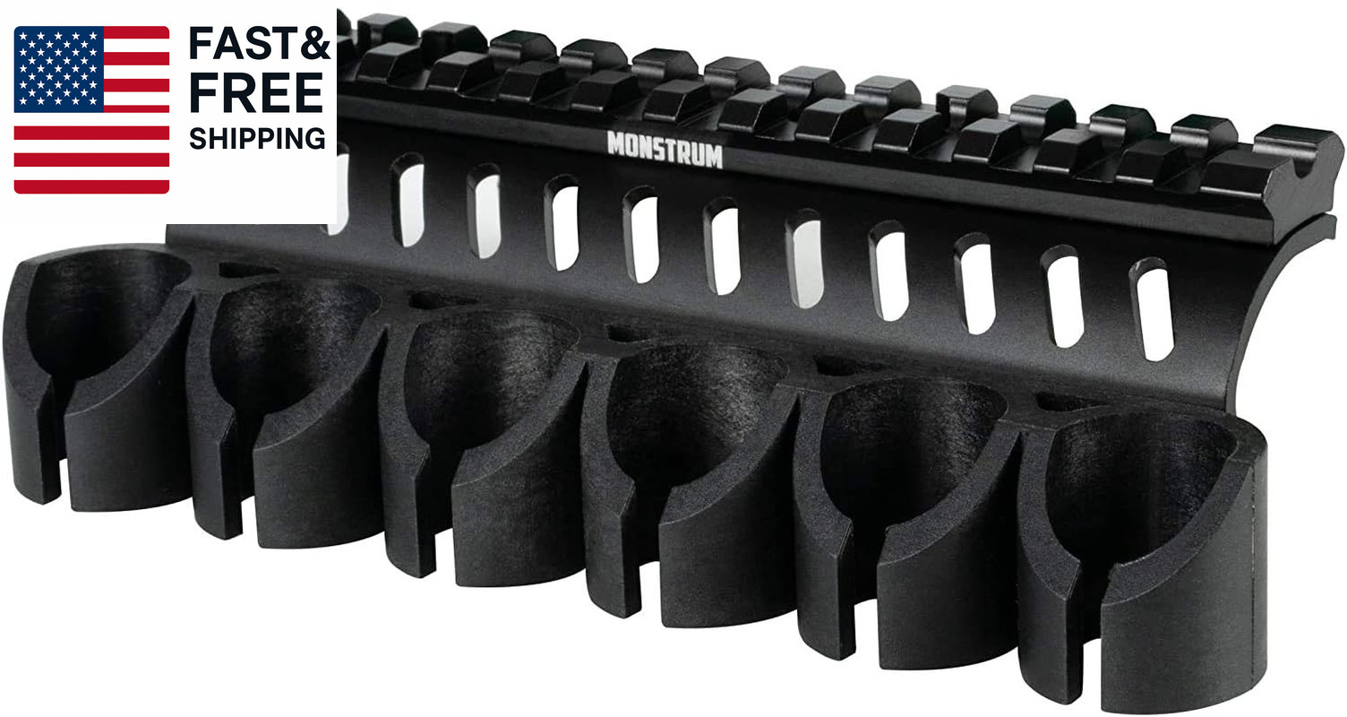 Side Saddle Shell Holder with Picatinny Rail Mount for Mossberg 500/590/Shockwa