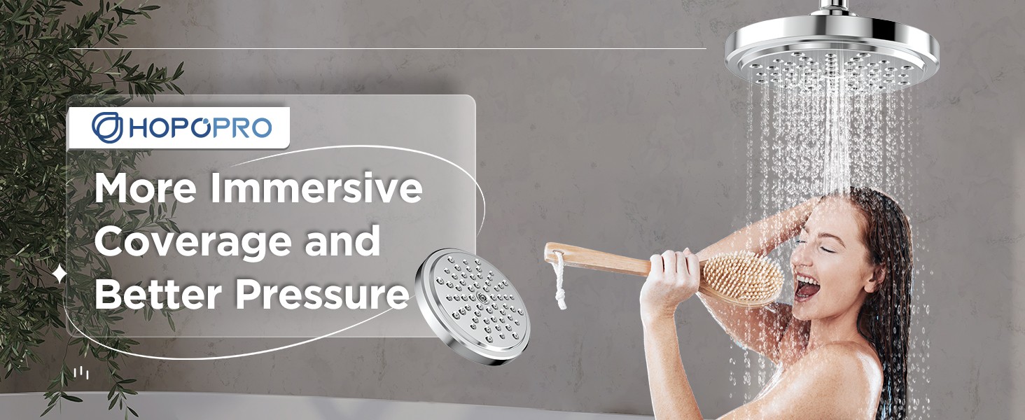 High Flow Shower Head - High Pressure Rain - 7 Inch Rainfall Spray Showerhead -