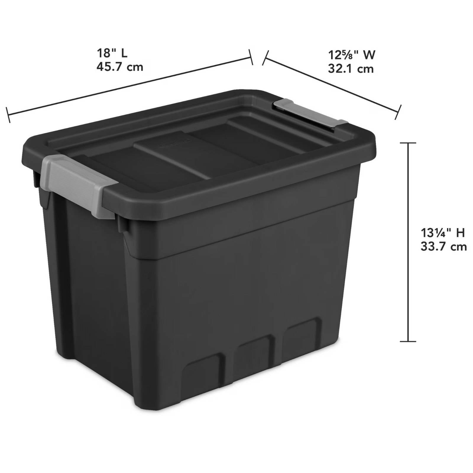 7.5 Gallon Stackable Storage Tote w/ Latch Lid Black (6-Pack)