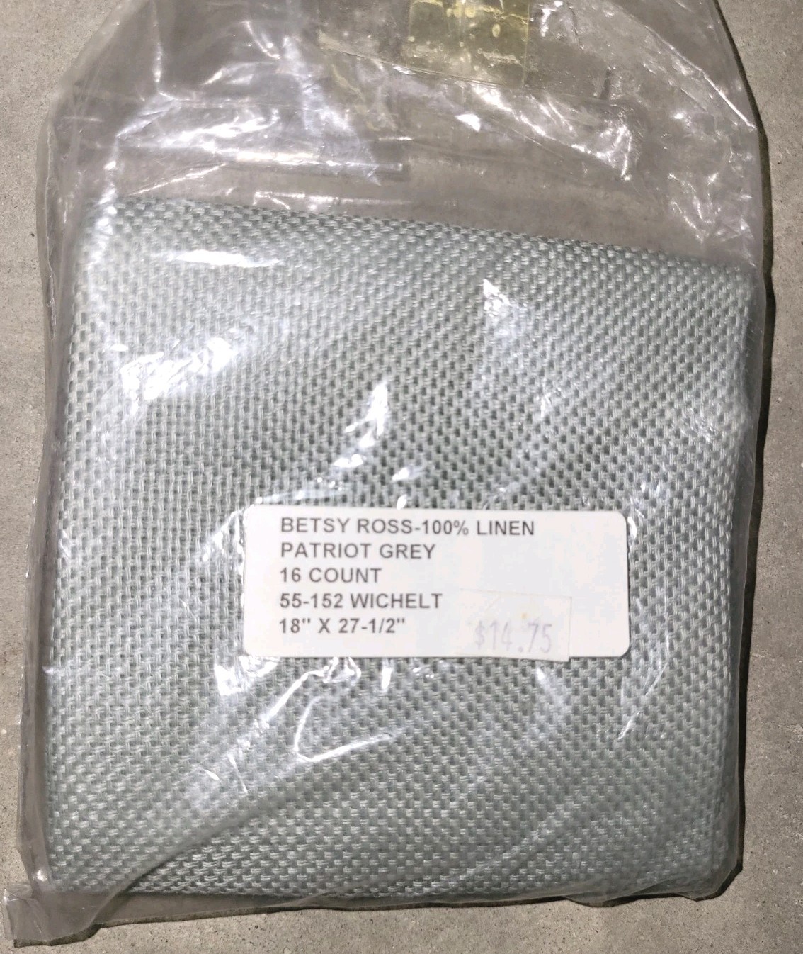 Wichelt 55-152 Betsy Ross 16 ct Cross Stitch Fabric Patriot Grey Linen 18"x27.5"