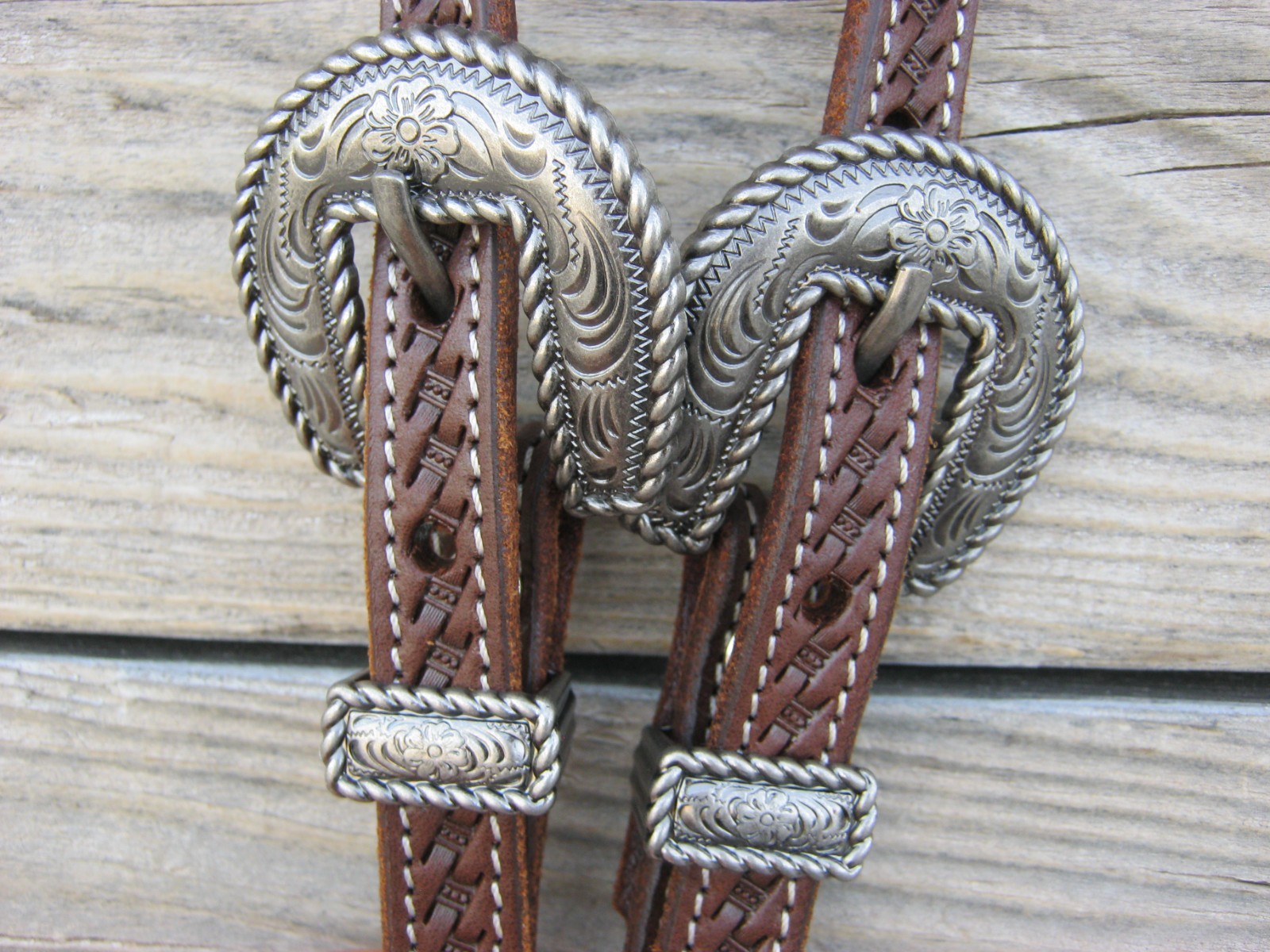 West 74 Dark Oil Leather 5/8" One Ear San Antonio Vintage Buckles Headstall