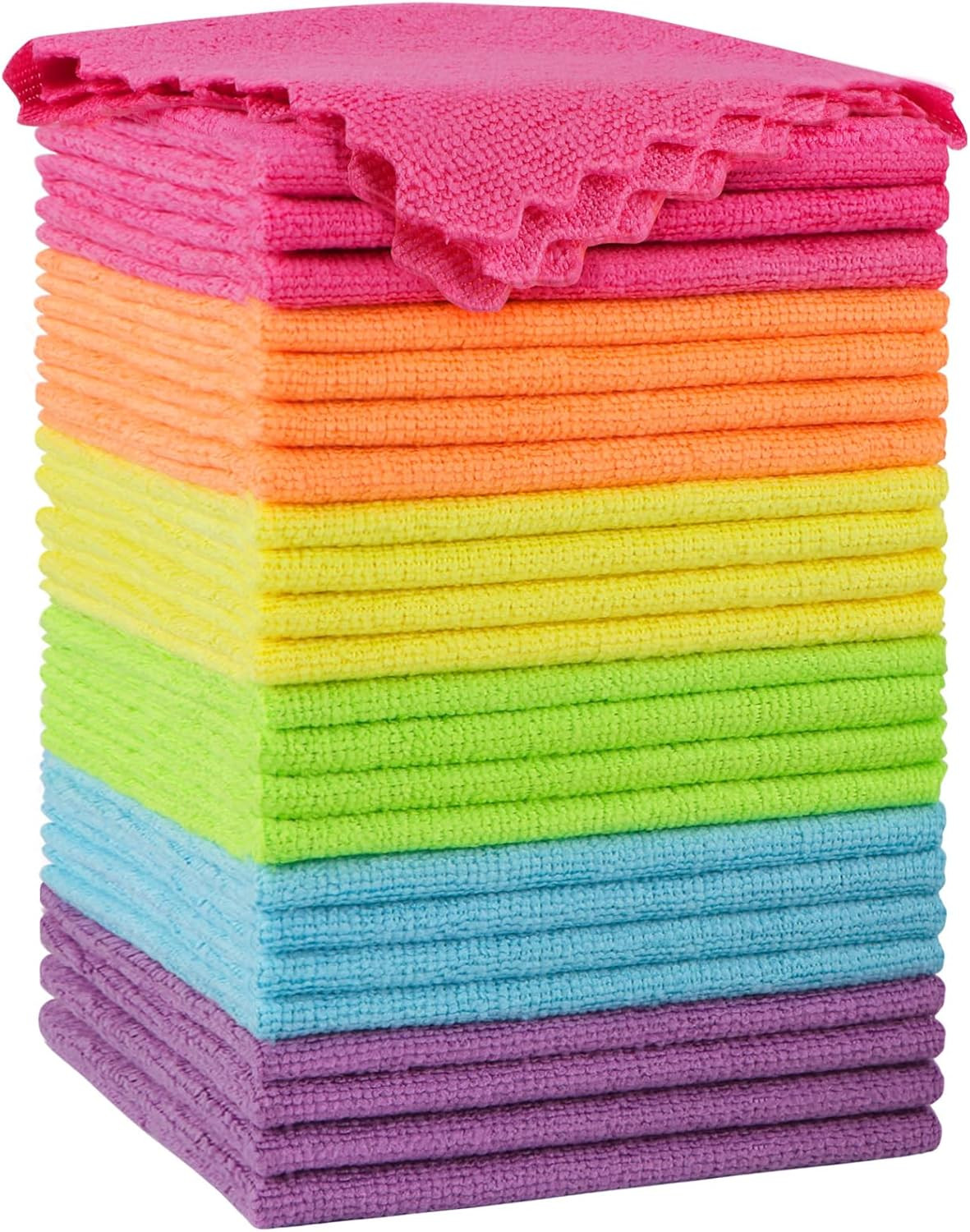 Microfiber Cleaning Cloth, 24 Pack Highly Absorbent Cleaning Rags, Household Cle