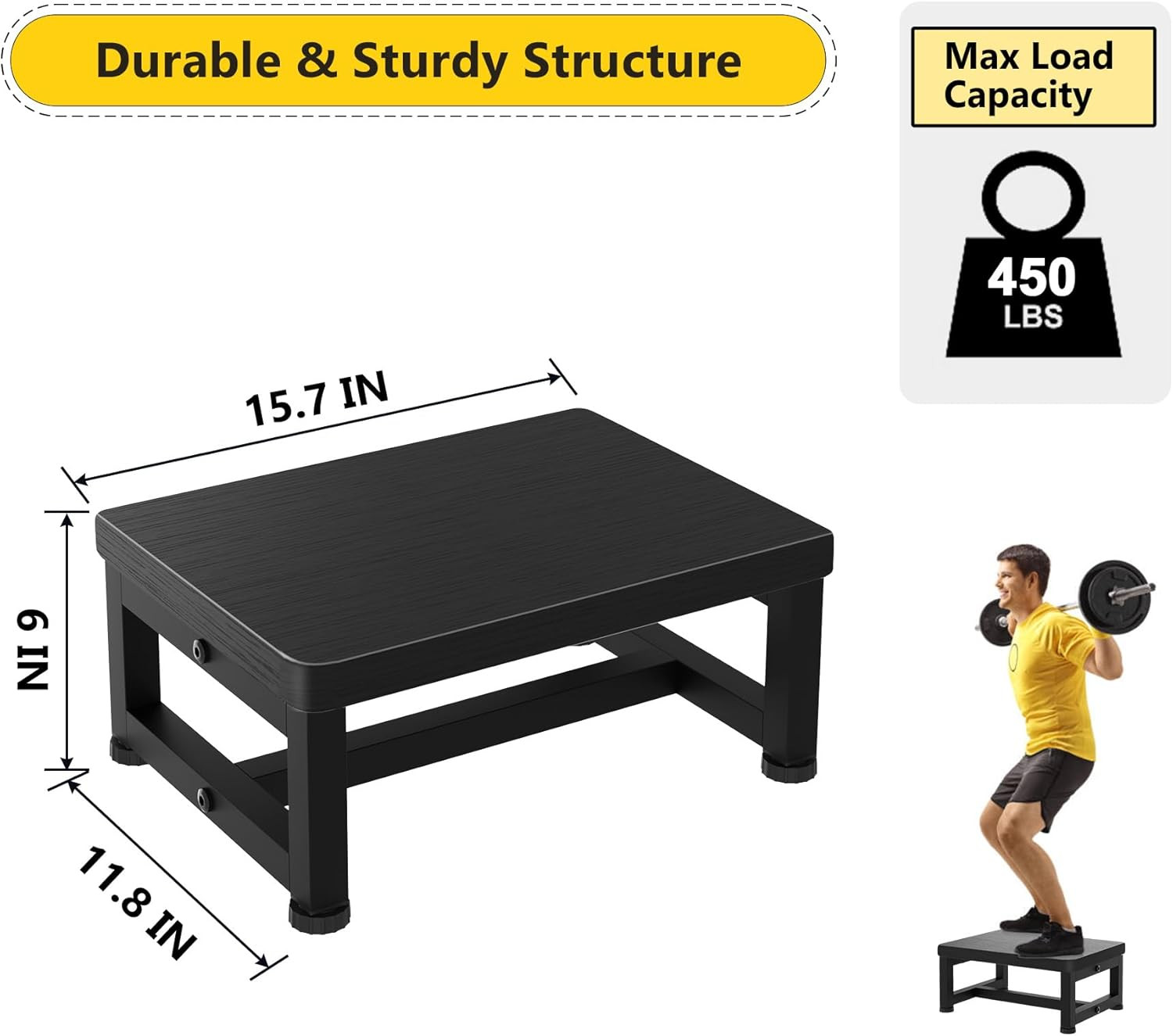 Step Stools for Kids, Sturdy Wooden Stepping Stools with 450LB Capacity, Anti-S