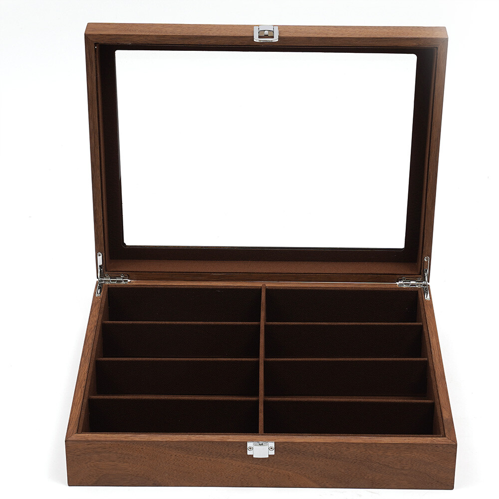 Sunglasses Case Display Eyeglass Box Storage Box Case 8-Bits Walnut Box Gift
