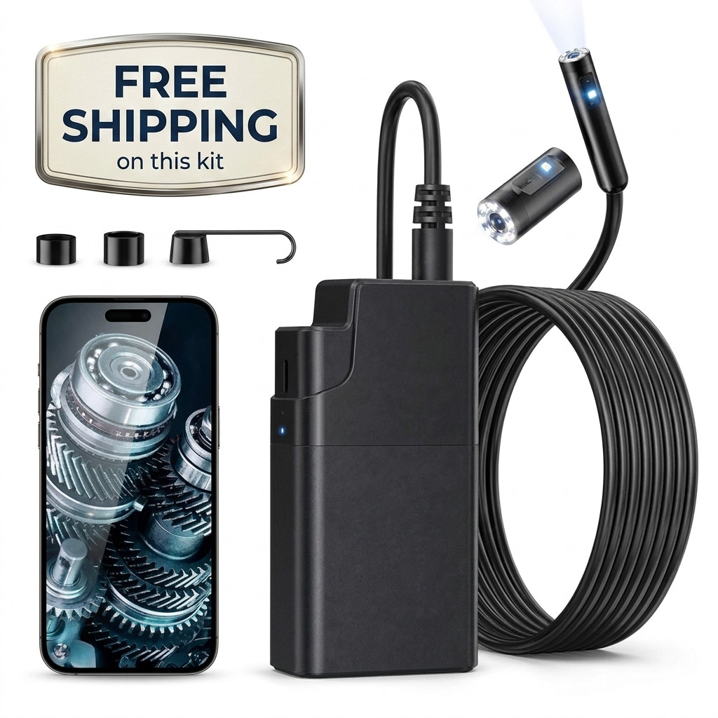 Wireless Endoscope Camera 2560P HD Dual Lens WiFi Borescope 16.4FT IP67 for iOS
