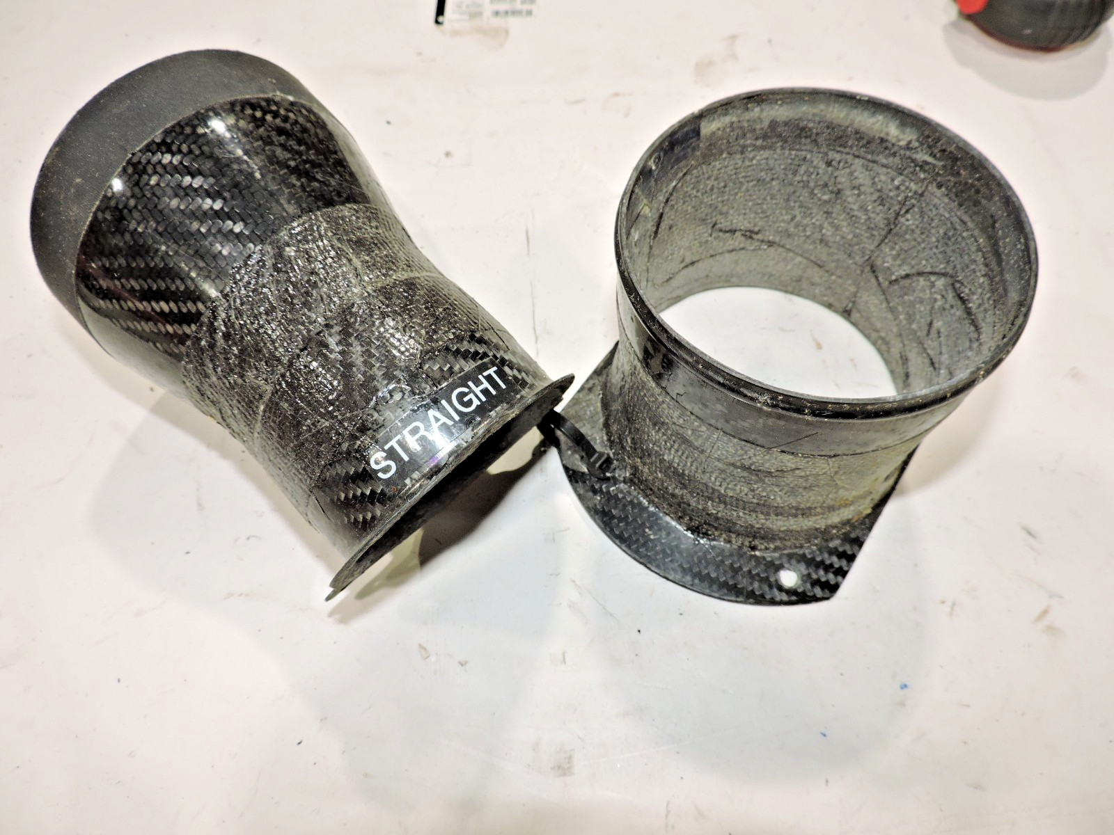 (2) Carbon Fiber 4" & 3" flange ducts Late Model Nascar