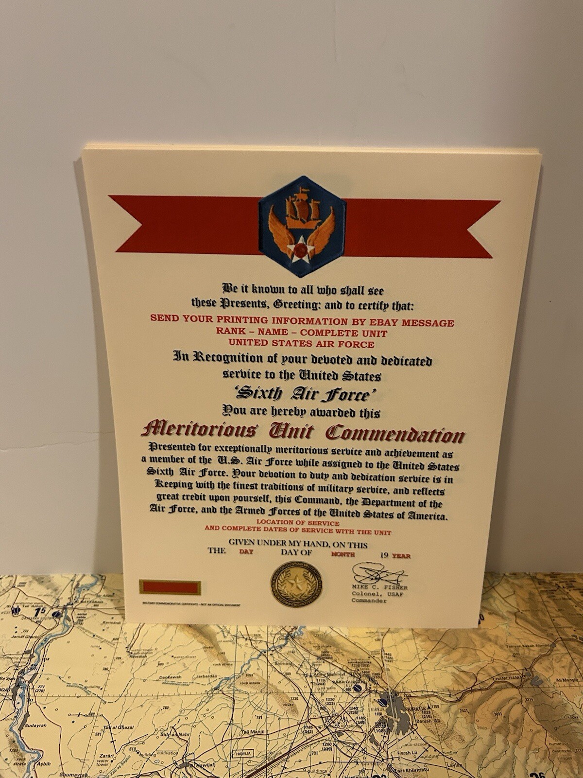 U.S. AIR FORCE / 6TH AIR FORCE - MERITORIOUS UNIT COMMENDATION CERTIFICATE