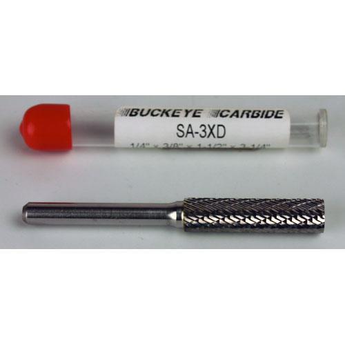 Carbide Burr (SA-3XD) Cylindrical - Double Cut - 1/4 x 3/8 x 1-1/2 x 3 1/4