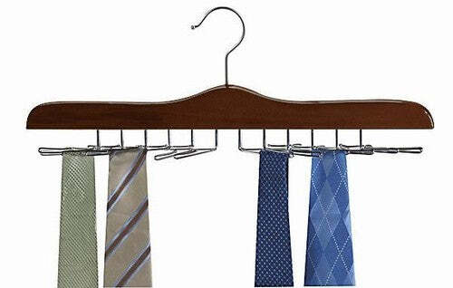 Wooden Tie Hanger - Walnut & Chrome