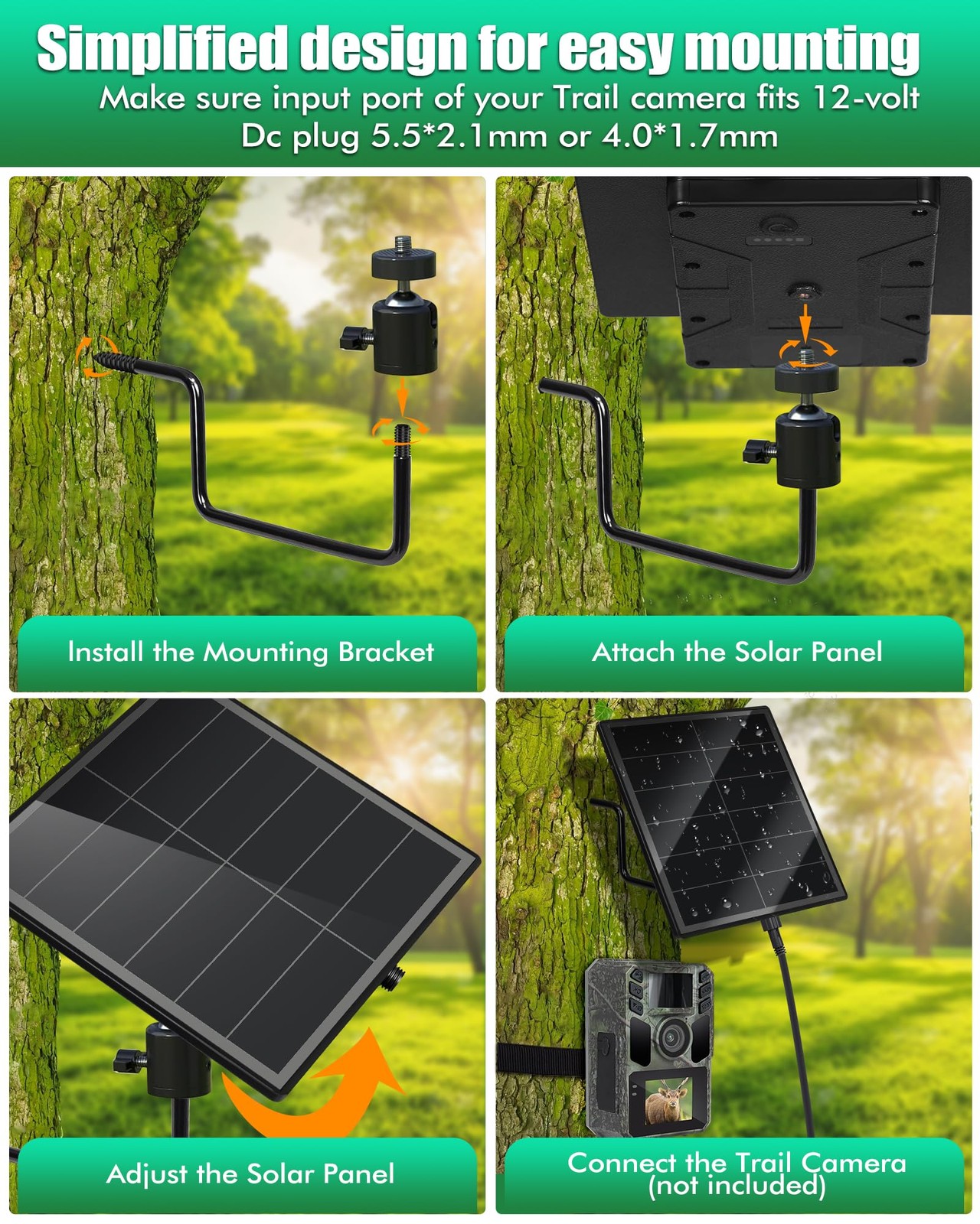 KEPEAK Solar Panel for Trail Camera - 6000mAh 1 Pc trail camera solar panel