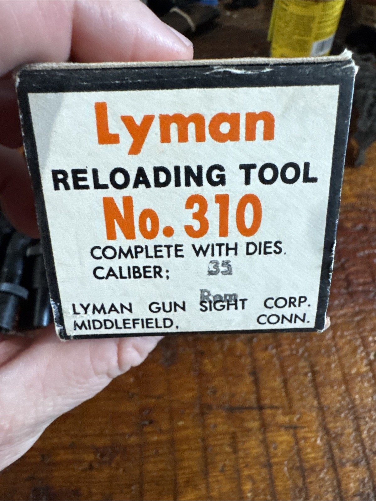 Vintage Lyman Model 310 Tool & .35 Remington Reloading Die Set.
