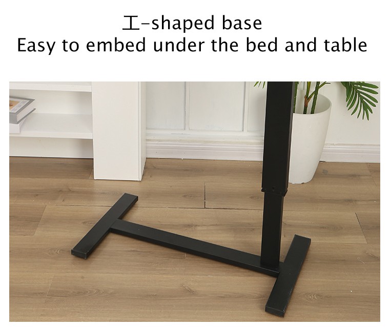 Overbed Bedside Desk, Adjustable Rolling Laptop Stand Tray Table, Walnut