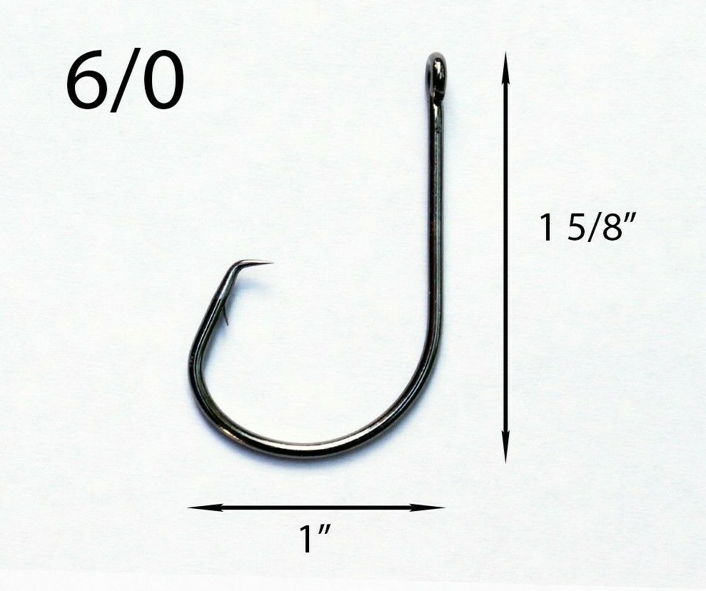 PACK OF 50 Size 6/0 TACKLEWORKS Circle Non-Offset Inline Fishing Hooks 7381