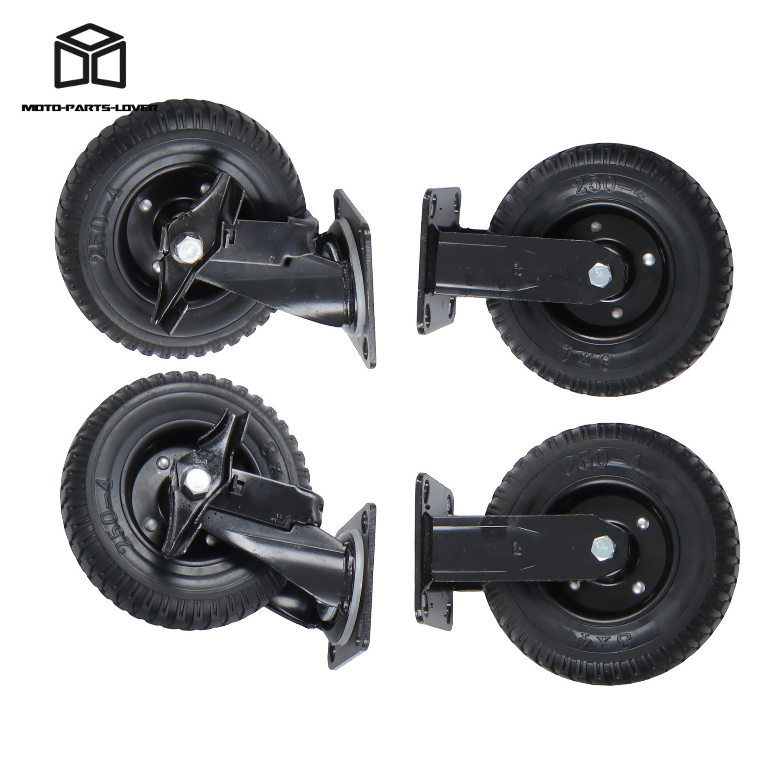 4 Pieces Heavy Duty (Side Brakes *2 Fixed *2) Rubber 2200Lbs Caster Wheels 8"