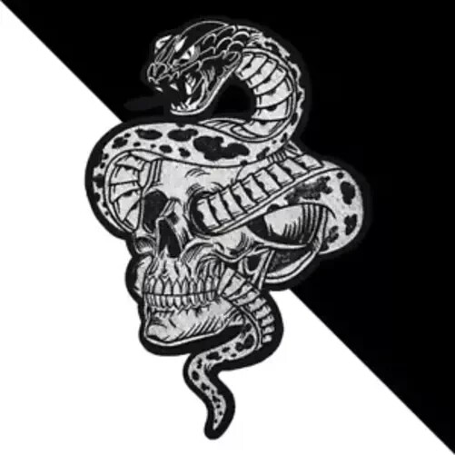 Snake skull biker patch for bikers, motoclub jacket, Large patch, Back patch