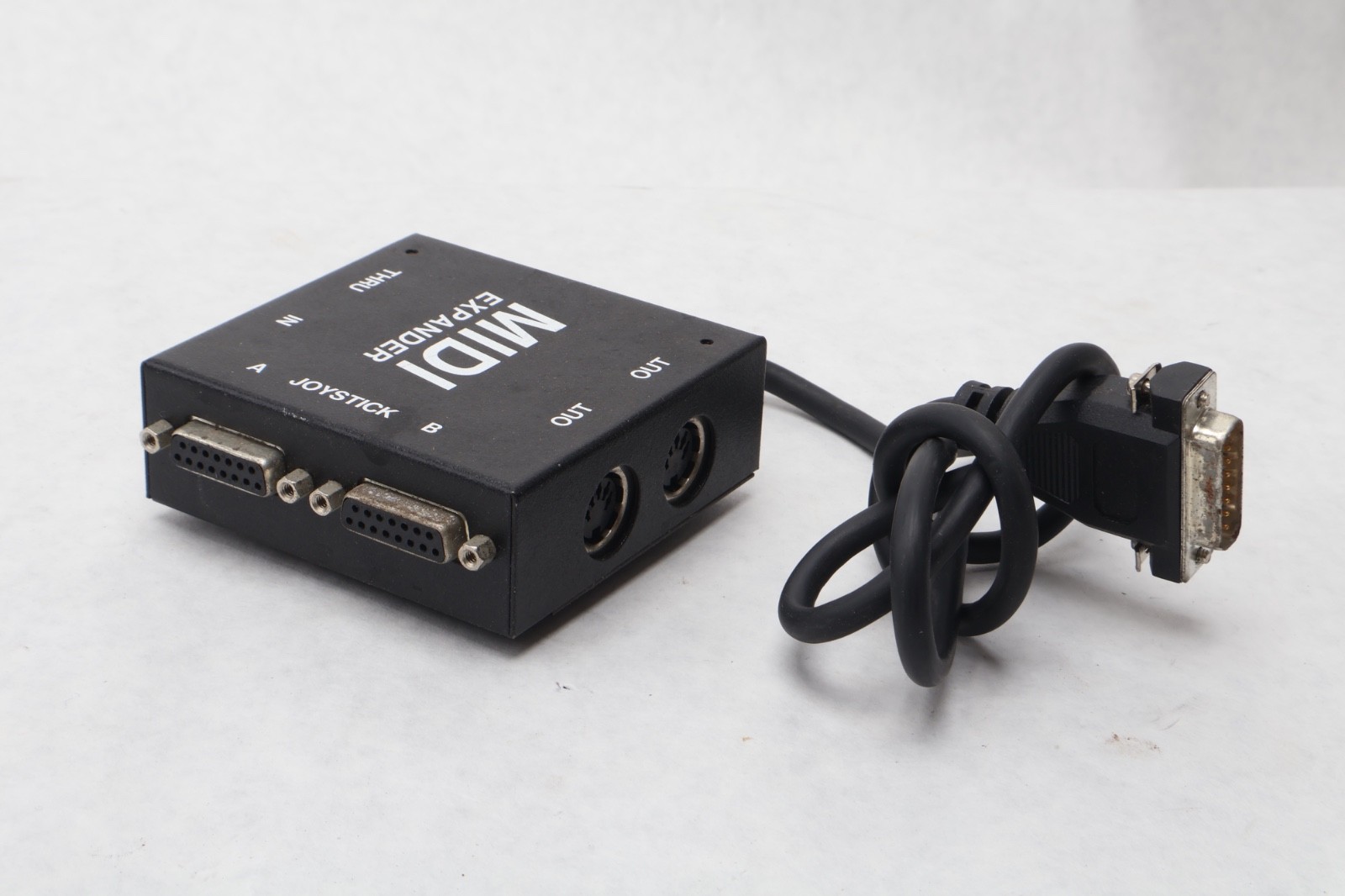 MIDI Expander Splitter Box IN THRU 2x OUT 5-Pin DIN w/ DB15 Joystick Ports