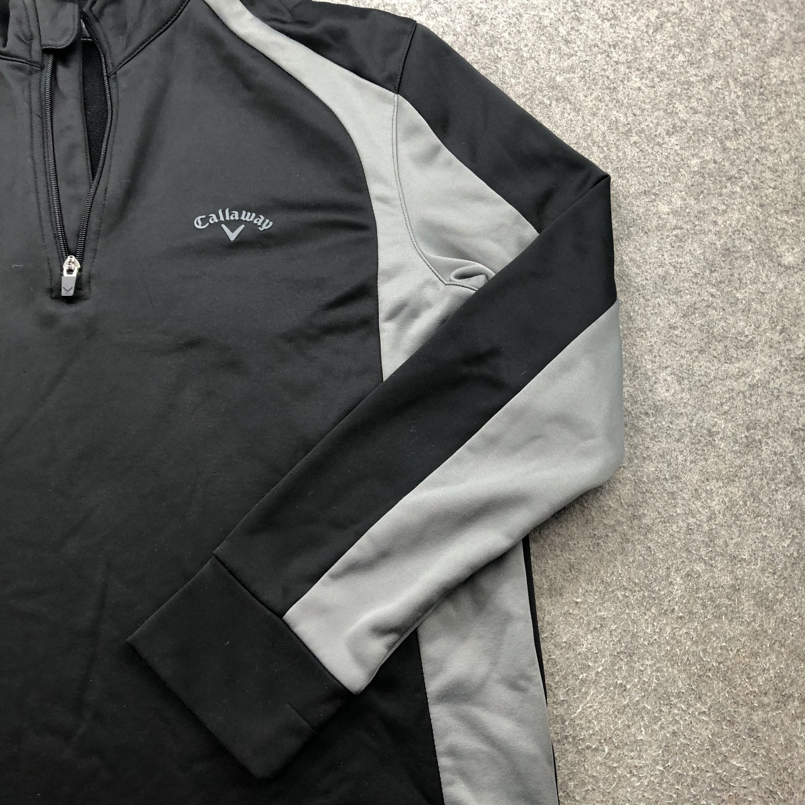 Callaway Pullover Mens Medium Black Gray Performance Golf Quarter Zip Jacket