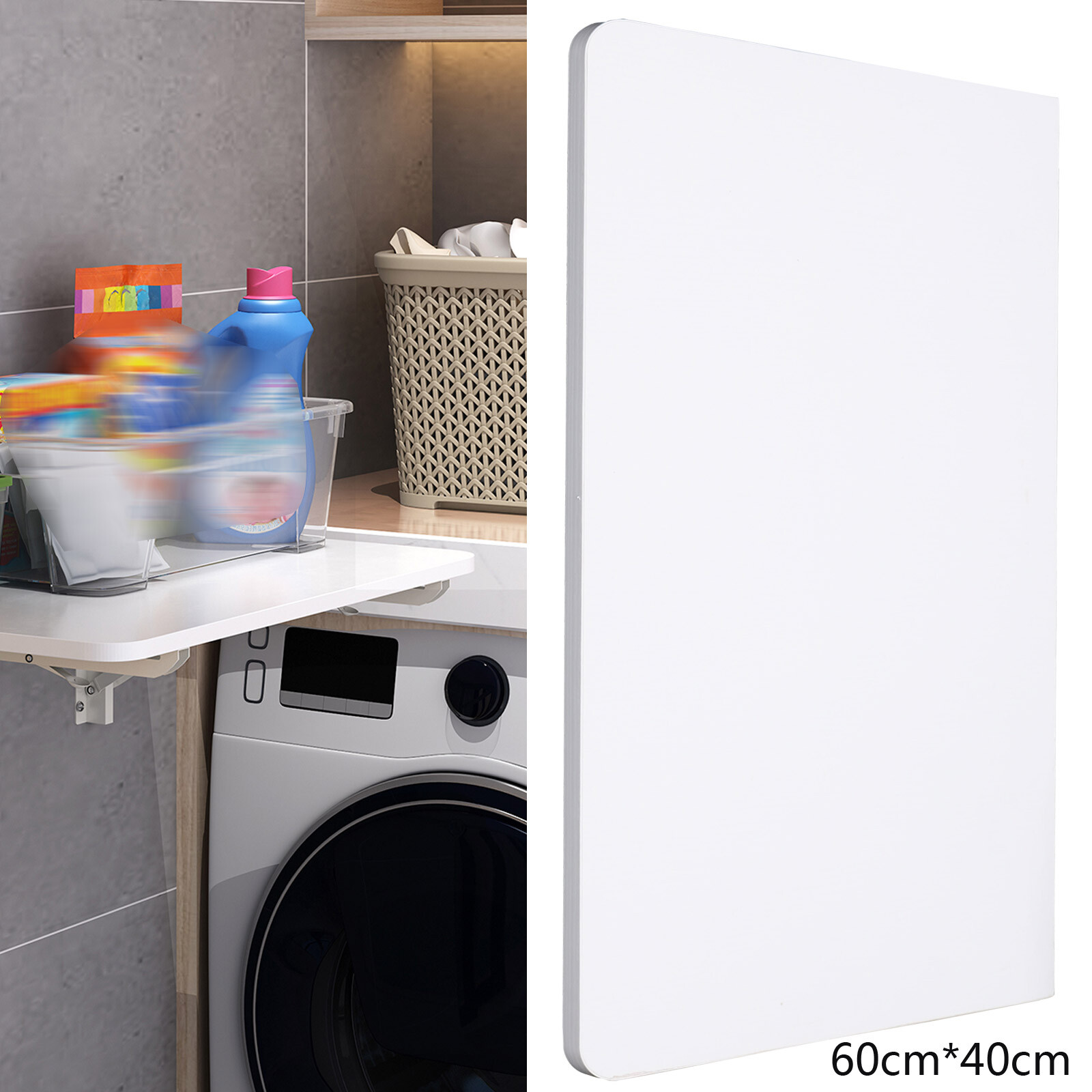 White MDF Folding Table 60 × 40 cm Computer Desk for Home Office