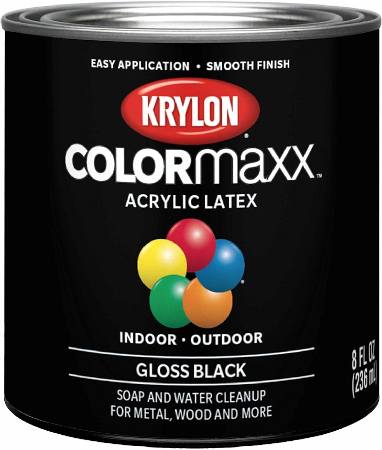 Krylon K05605007 Colormaxx Acrylic Latex Paint Gloss Black 1/2 Pint  SHIPS FAST