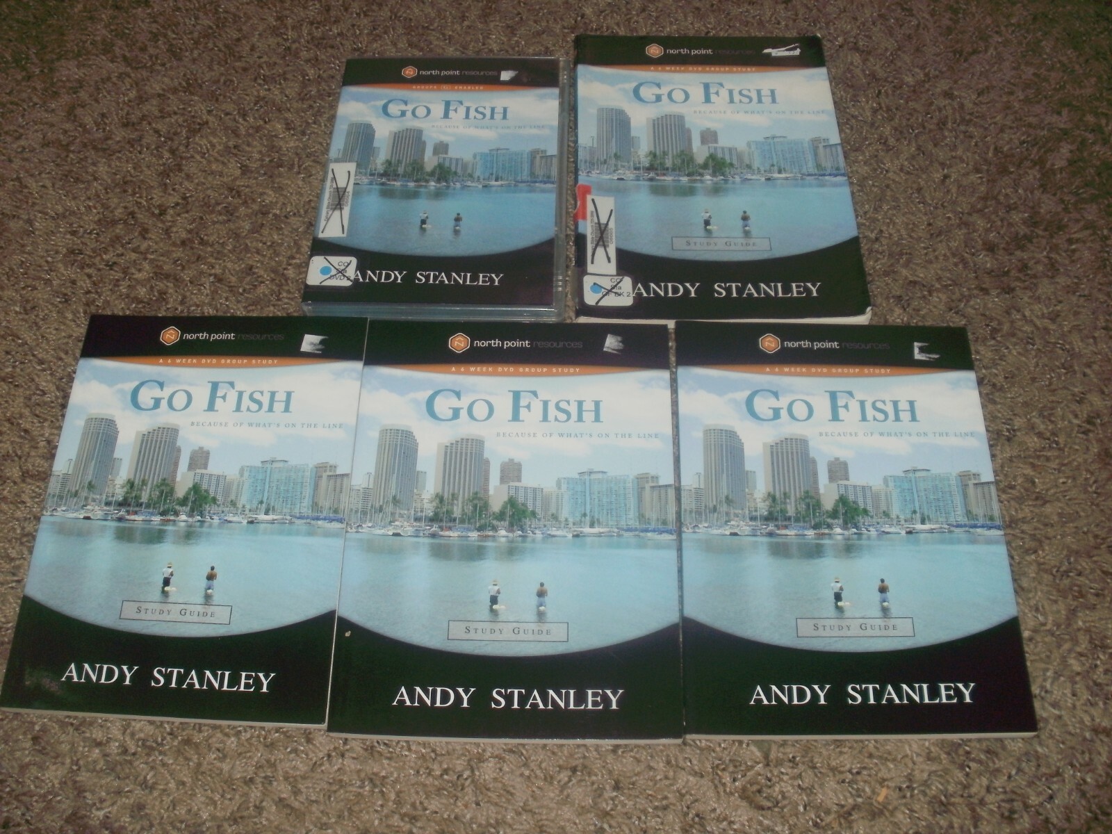 GO FISH Because of What's on the Line Andy Stanley DVD + 4 Study Guides SET