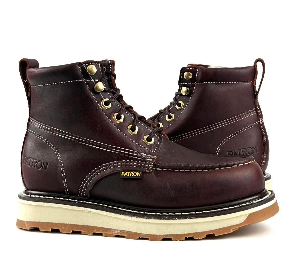 MENS WORK BOOTS MOC TOE GENIUNE LEATHER GOODYEAR WELT SOFT TOE BOTAS DE TRABAJO