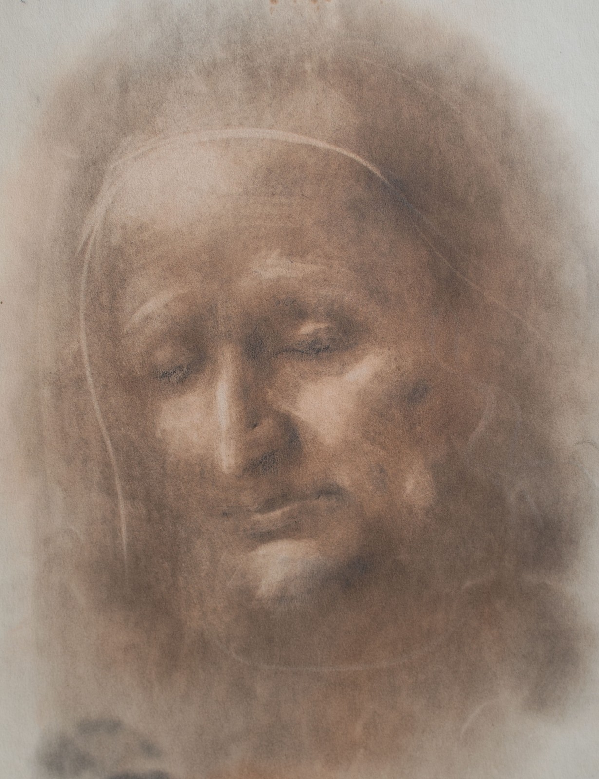 Willi Schmid male portrait head study Munich Secession unique pastel