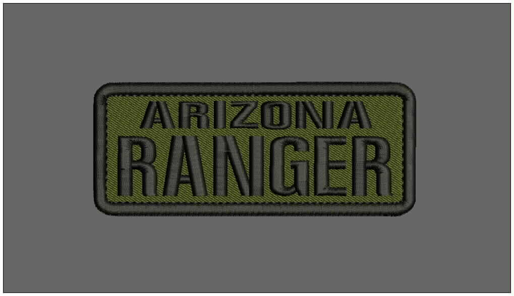 ARIZONA RANGER embroidery Patches 2x5 hook ON BACK black od green