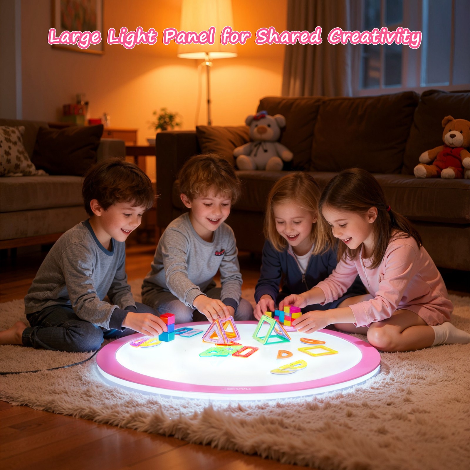 19.6" Round LED Light Box for Tracing and Drawing RGB Kids 8 Colors 3 Brightness