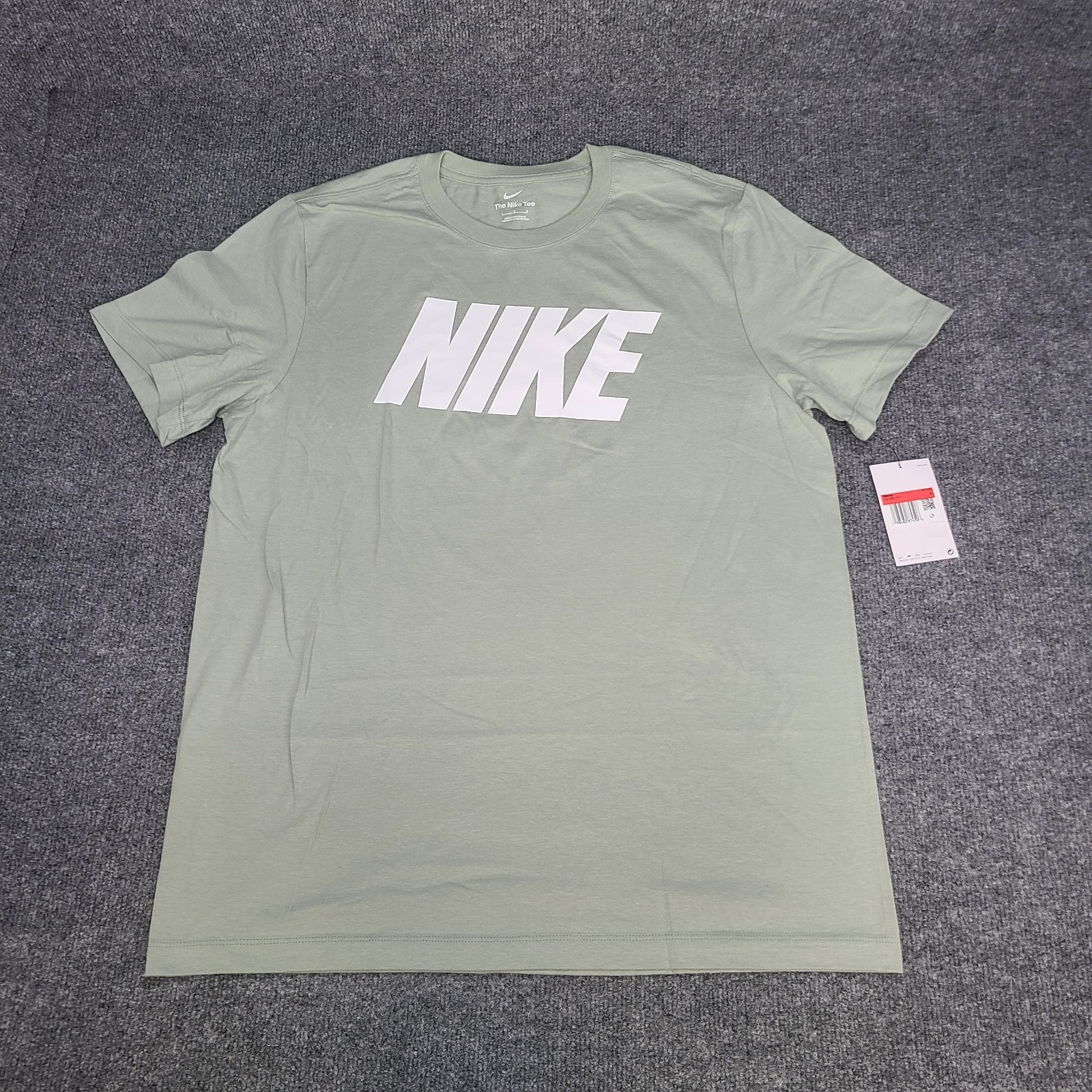 Nike Shirt Mens Large Green Jade Horizon White Spell Out Wordmark Cotton Tee