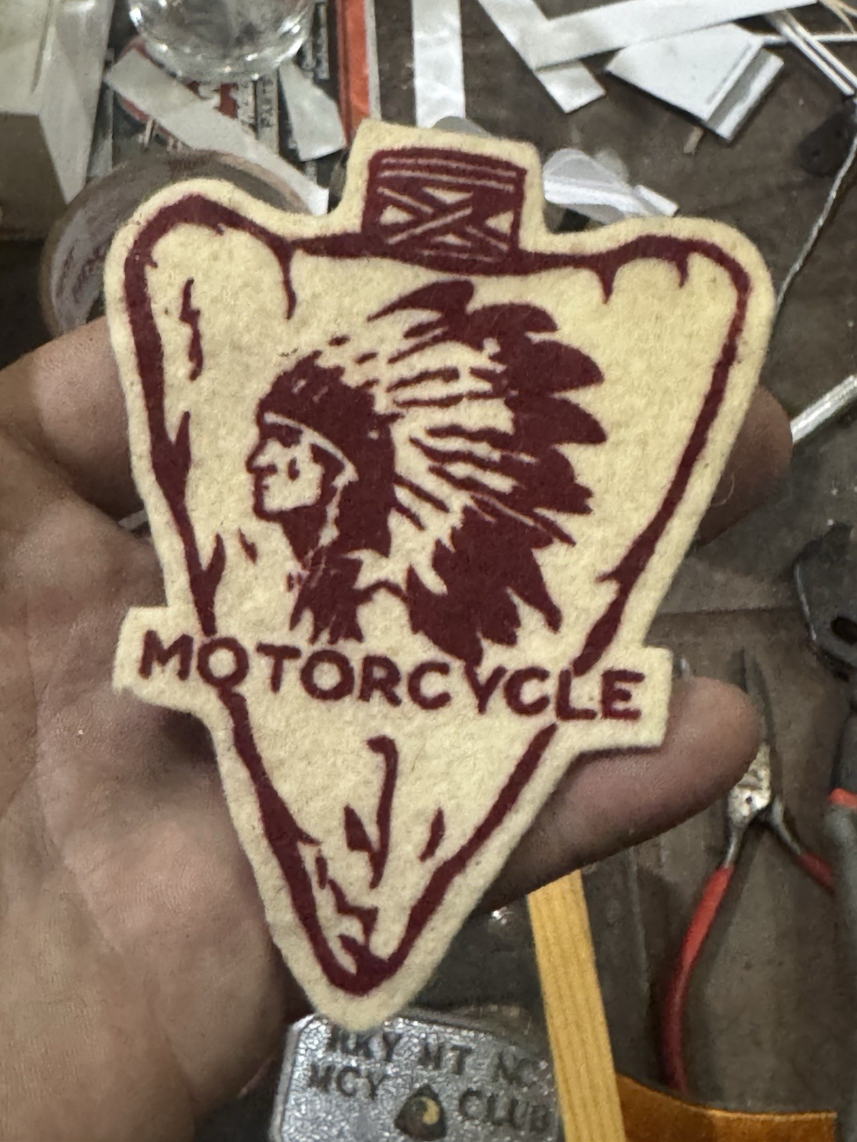 Vintage Indian Motorcycle Flocked Arrowhead Motorcycle Patch